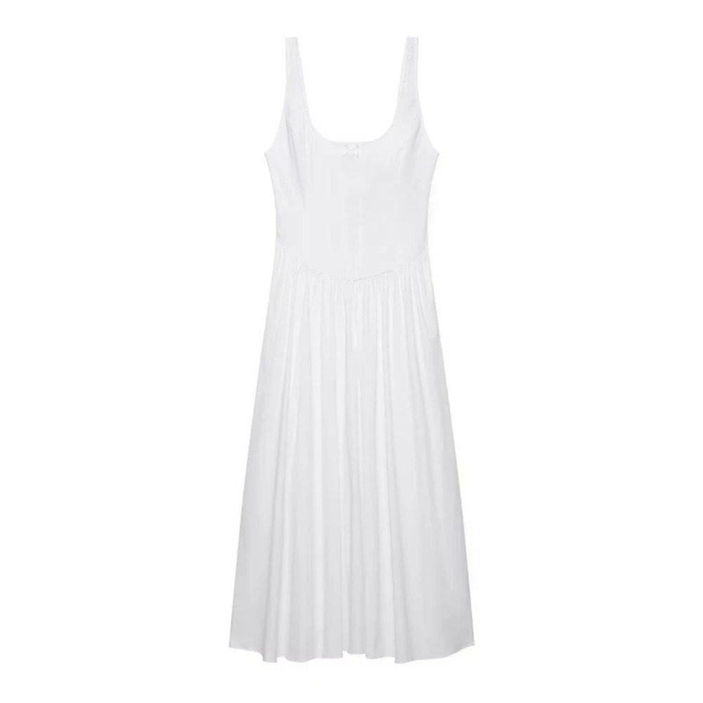 ZARA Chic Early Summer Corset Style Poplin Midi Dress